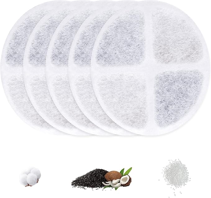 Cat Water Fountain Filter Replacement Filters for Petsuper 63oz / 1.8L Automatic Dog Water Dispenser 5 Pack