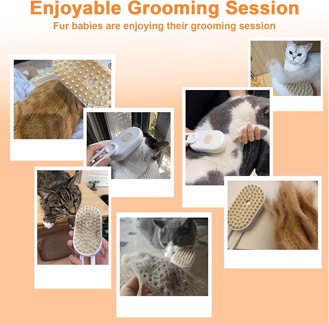 Nepfaivy Cat Steam Brush for Shedding - Steam Cat Brush for Indoor Cats, Rechargeable Steaming Pet Mist Water Steamer for Indoor Kitten, Pet Spray Hair Removal Comb for Massage, Spritz Defur Comb