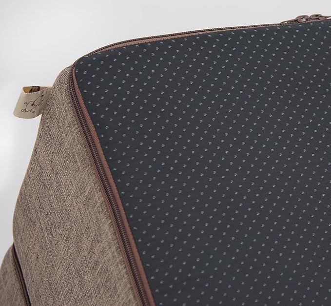 Best Pet Supplies Dog Stairs & Steps - Foam Steps for Small Dogs & Cats, Non-Slip Indoor Balanced Pet Step Support, Dog Ramp, No Assembly, Brown Linen, Foldable 4-Step (22-inch Height)