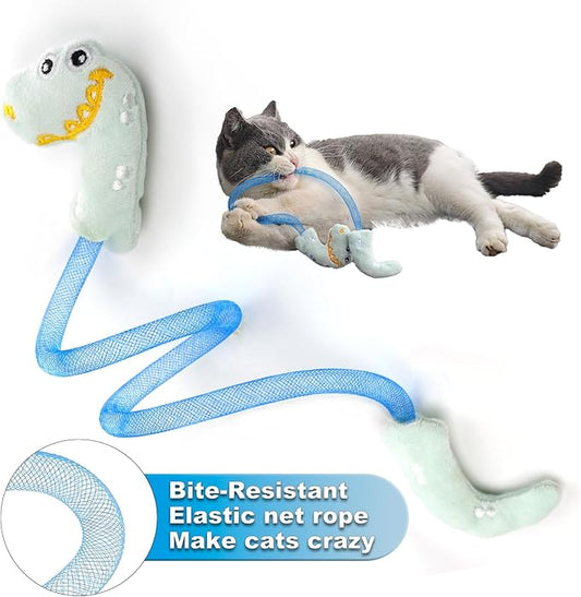 Cat Chew Toy for Teeth Cleaning, Soft and Durable Crinkle Springs Catnip Toys, Interactive Cat Kicker Toys for Indoor (Pack 10)