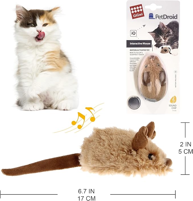 Suhaco Cat Toys Interective Automatic Moving Mouse Kitten Toys with Real Mice Sound Electric Squeaky Random Moving Kitty Toys for Indoor Cats Chasing Self Play Fun Cat Toy for Boredom