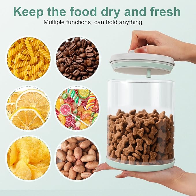 Dog Treat Container Airtight Jar 2.2Qt/2L, Glass Food Jars with One-Touch Lid for Dog or Cat Treats, Kibble, Snacks – Pantry Storage Canister for Kitchen or Countertop (2.2Qt - 2L)
