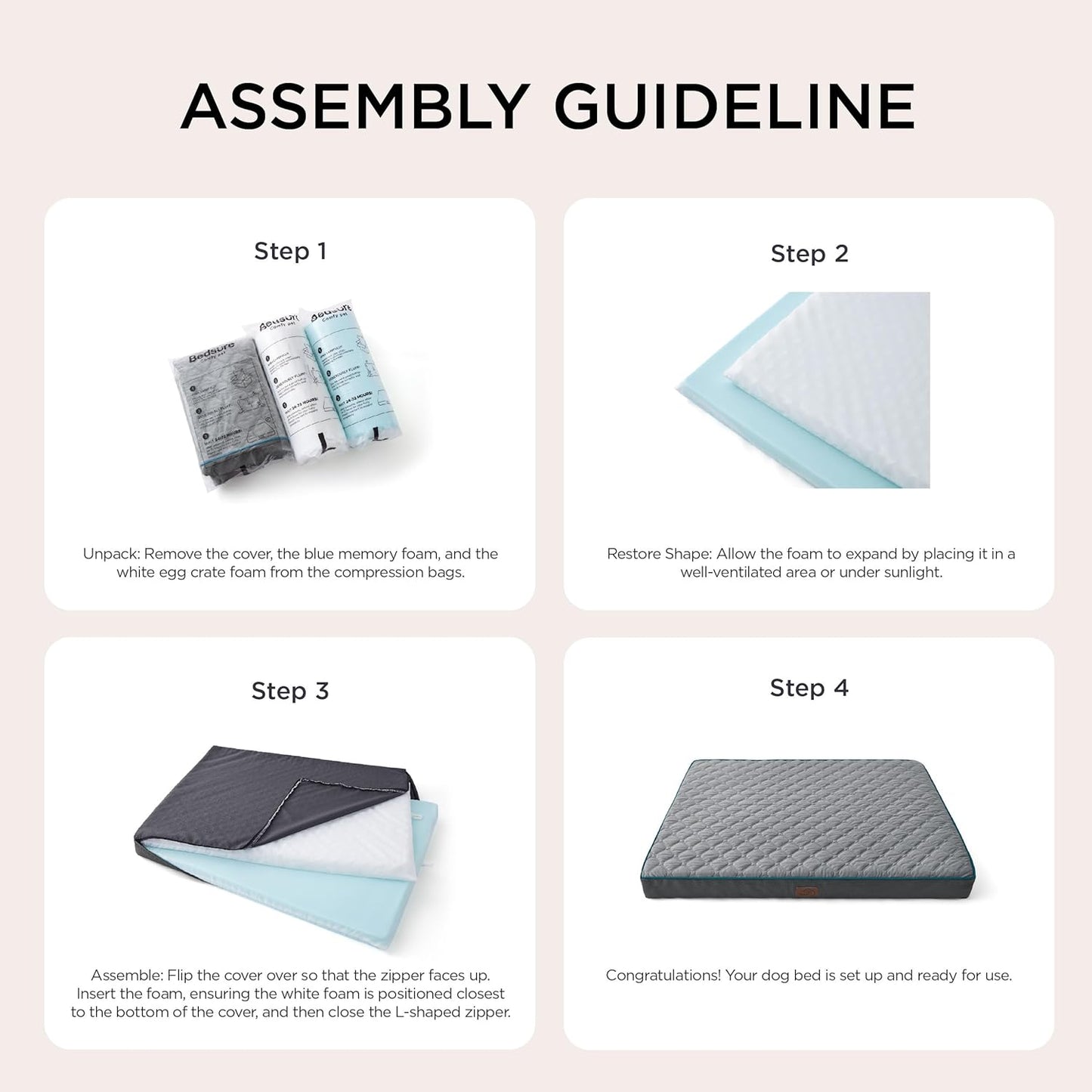 Bedsure Orthopedic Dog Bed for Extra Large Dogs and Crate - Thick Memory Foam Pet Mattress with Removable Washable Cover and Egg Crate Foam, Suitable for Pet Up to 100 lbs, XL 41x29x4 Inches, Navy