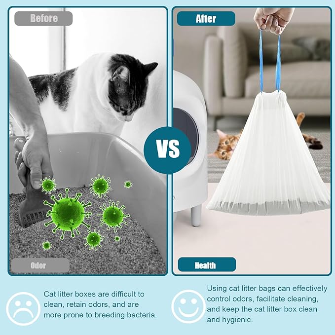 160 Pack Cat Litter Bags Compatible with Litter Robot 3 & 4 – Self Cleaning Automatic Litter Box, 25 x16 inch (10-12 Gallons)