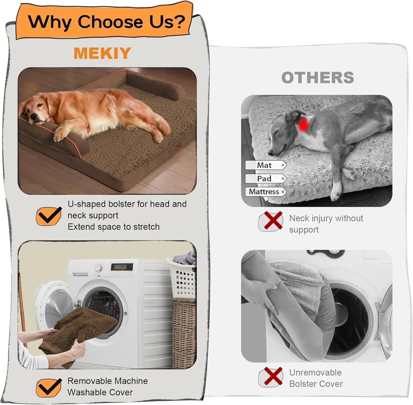 Small Dog Bed Orthopedic Washable Cat Bed Memory Foam Couch Sofa Comfy Pet Beds with Waterproof Removable Cover & Non-Slip Bottom