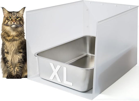 1Pc Large Cat Litter Box, Stainless Steel Metal Box for Cats, XL Kitty Litter Box with Enclosure, Premium Odor-Free Design