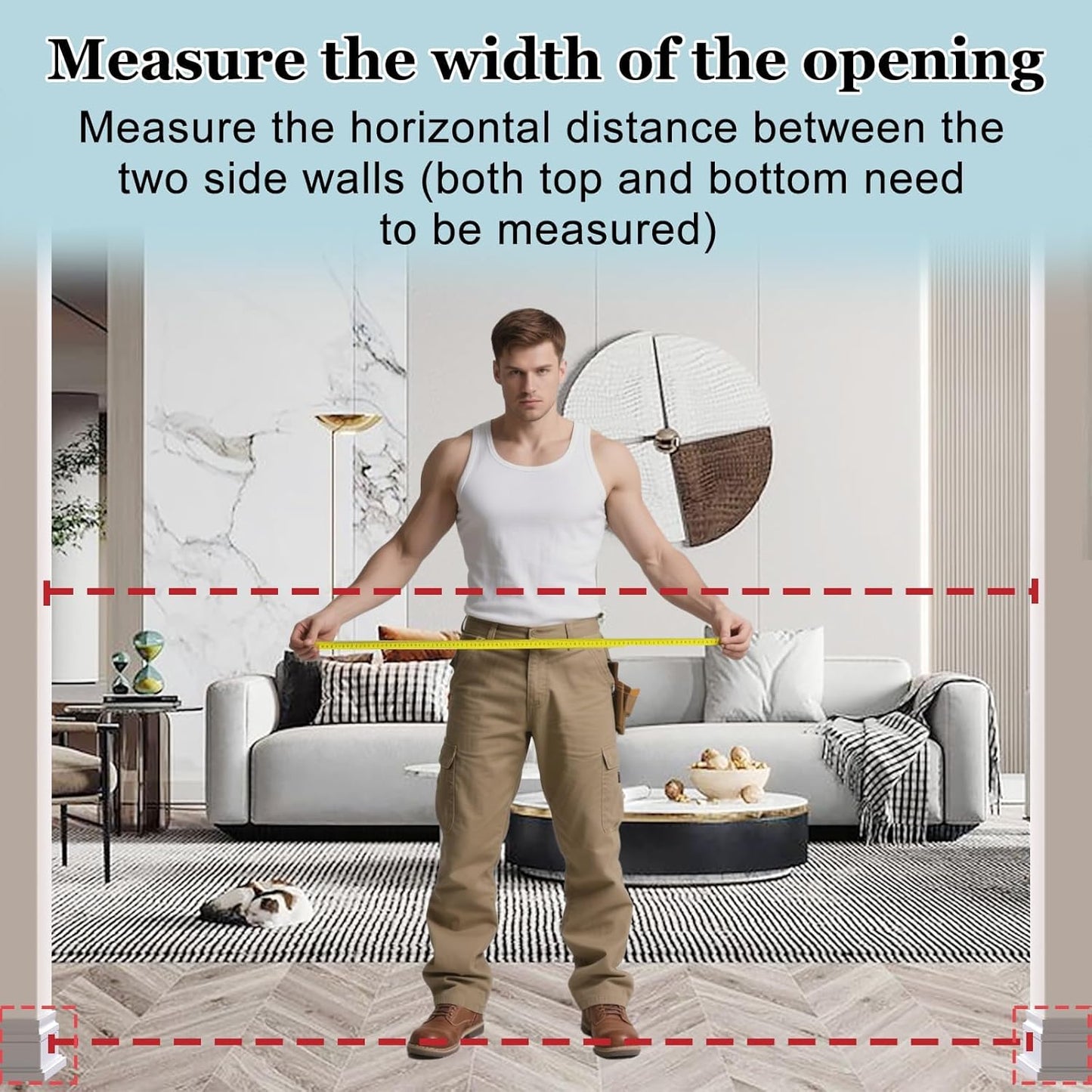 WAOWAO Triple Lock Baby Gate Extra Wide 57.87-62.59" Pressure Mounted Walk Through Swing Auto Close Safety White Metal Dog Pet Puppy Cat for Stairs,Doorways,Kitchen