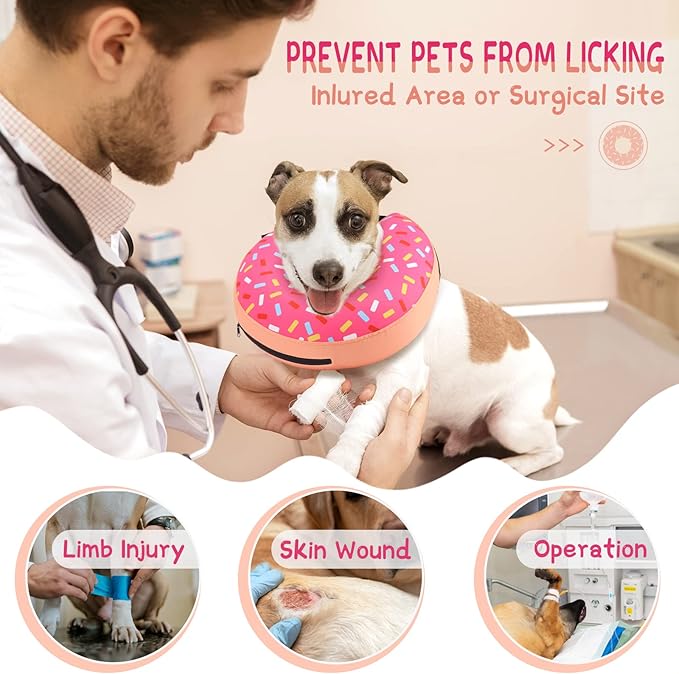 Supet Inflatable Dog Cone Collar Alternative After Surgery, Dog Neck Donut Collar Recovery E Collar for Neuter, Soft Pet Cone for Small Medium Large Dogs