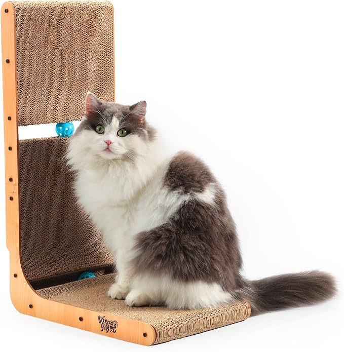 Cat Scratcher, Vertical Cat Scratching Board, 23.6 Inch L Shape Cat Scratch Pads Wall Mount Cat Scratchers for Indoor Cats