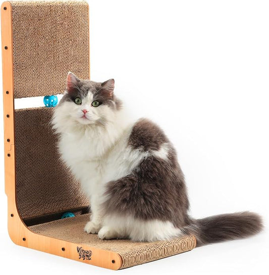 Cat Scratcher, Vertical Cat Scratching Board, 23.6 Inch L Shape Cat Scratch Pads Wall Mount Cat Scratchers for Indoor Cats