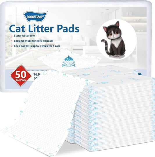 50 Count Cat Pad Refills Super Absorbent Pee Pads for Cats Enhanced Odor Control with Light Scent 16.9" x 11.4" Compatible with Tidy Cats Breeze Litter System