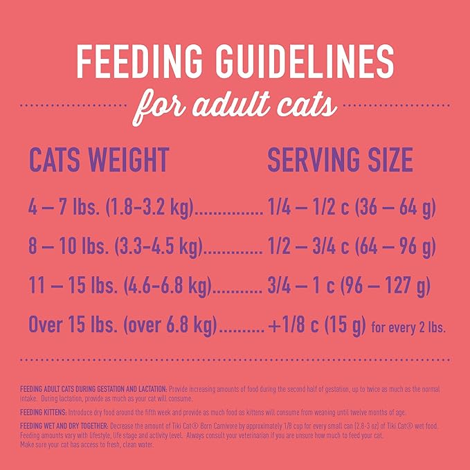 Tiki Cat Born Carnivore High Protein, Chicken, Herring & Salmon Meal, Grain-Free Baked Kibble to Maximize Nutrients, Dry Cat Food, 5.6 lbs. Bag