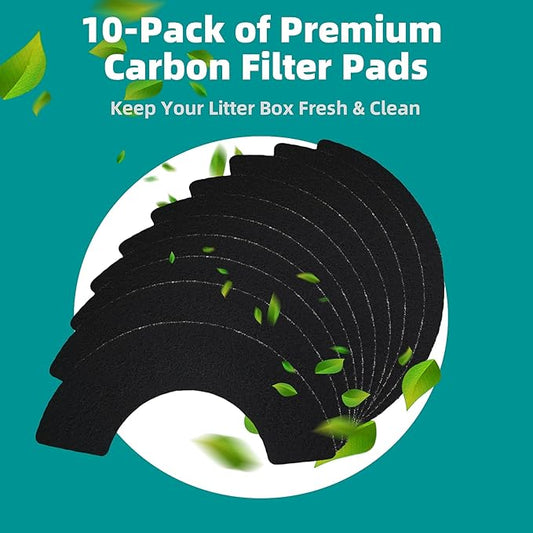 [10-Pack] Compatible with Model L4, Replacement Activated Charcoal Filters for Litter Box Carbon Premium Filter, Absorb Unpleasant Odors Control Damp from Pets and Keep Home Fresh