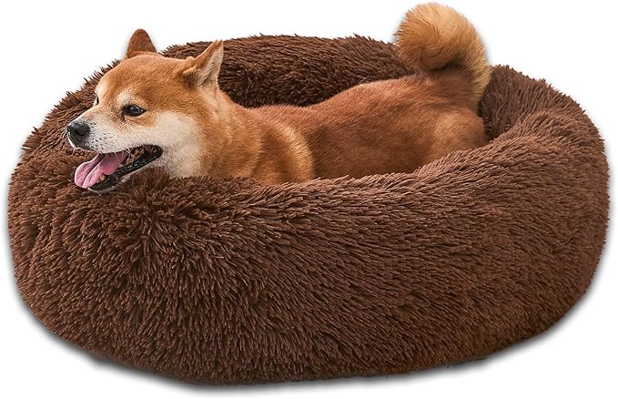 Comfort Donut Dog Bed for Small Dogs, Cat Bed & Pet Bed for Indoor Use, Medium Size with Soft Plush, Round Dog Beds for Large Dogs and Cats