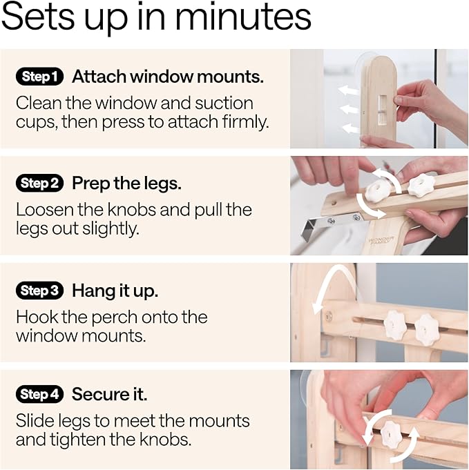 4-in-1 Cat Window Perch for Large Cats – Foldable Adjustable Pet Hammock for Window, Bed, Floor & Sill – Premium Hammock with Reinforced Design