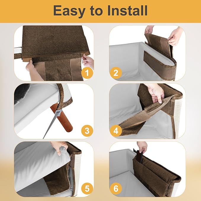 Upgraded Cat Scratch Furniture Protector,Cat Scratch Sofa Arm Sheild with 27.6’‘L*19.6’‘W Natural Sisal and Scratch Ball for Protecting Couch Sofa Chair Furniture (Brown/Left Handed)