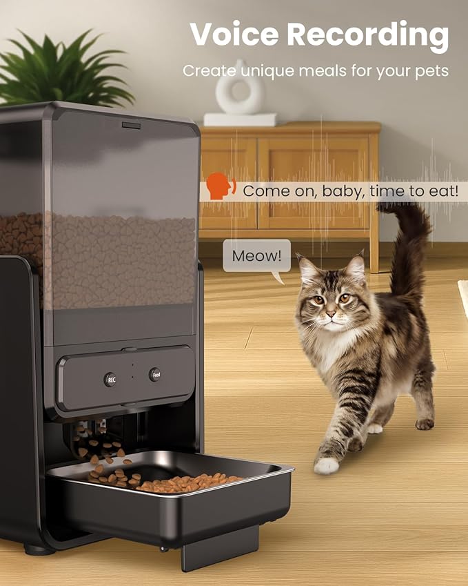 Automatic Cat Feeder with 5G WiFi for 2 Cats, Adjustable Height for Small Pets, Dual Bowls, 20 Cups/5L Dry Food Auto Pet Dispenser, Voice Record, Timed Cat Feeder with APP Control
