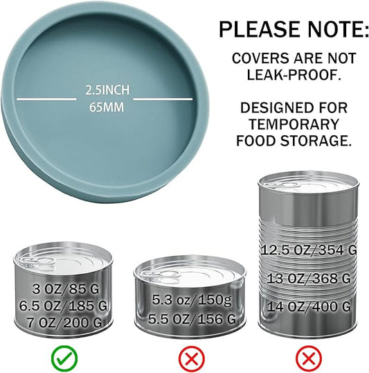 OHMO 2 Pack Cat Food Can Lids, Small Size (3 oz) Silicone Pet Food Can Lids Covers for 2.5 oz Cat Food Cans, Light Blue