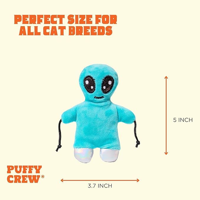 Interactive Catnip Cat Plush Toy, Space Travel Theme, 5‘’, for All Breed Size Cats (Alien)