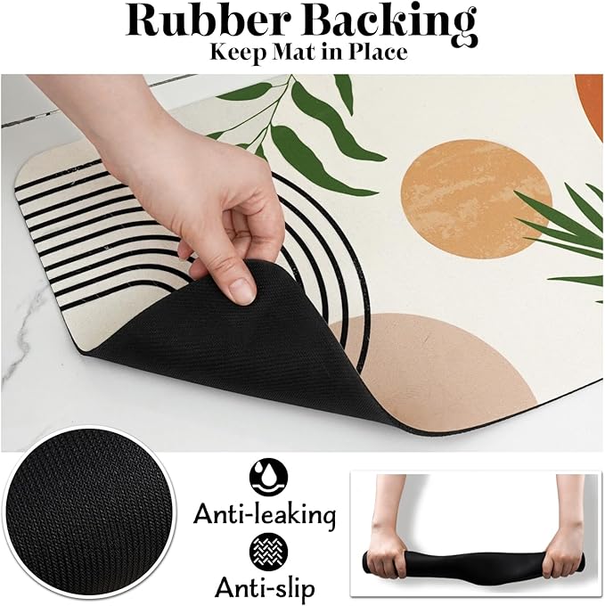 Dog Food Mats for Floors Super Absorbent, Pet Cat Food Mat - Non Slip Dog Bowl Mats for Food and Water, Eco-Friendly Boho Dog Placemats Feeding Mat