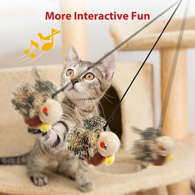 Gigwi Flapping Bird Cat Toy, Hangable Flying Bird Cat Toys for Indoor Cats, Interactive Motion Activated Chirping Cat Toy, Automatic Beating Wings with Catnip