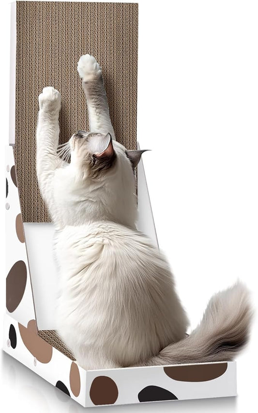 ComSaf Cat Scratcher L Shape, 25" Cat Scratching Post for Indoor Cats Adults with Cat Scratch Box and Cat Sratching Board, Vertical Wall Cat Scratch Pad Bed