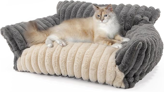 Washable Pet Sofa Bed - Comfortable Supportive Cat Couch for Large Indoor Cat - Medium Dog Bed with Soft Cusion