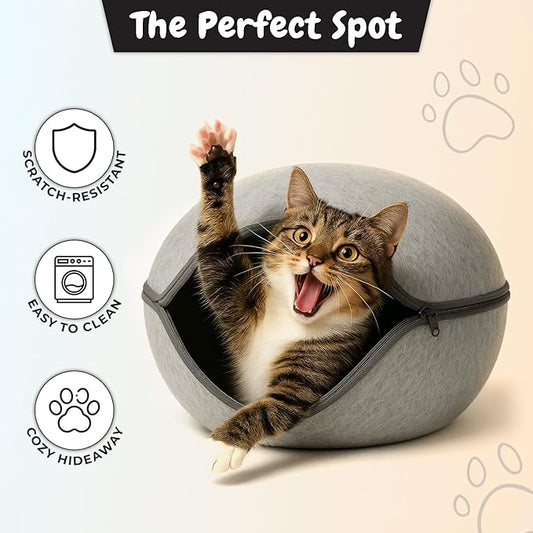 Calming Cat Bed Anti-Anxiety Soft Pet Bed for Cats & Small Dogs, Machine Washable Cat Bed Cave with Ultra Softness, Non-Slip Bottom Kitten Bed (24.0" L x 24.0" W x 12.0" Th)