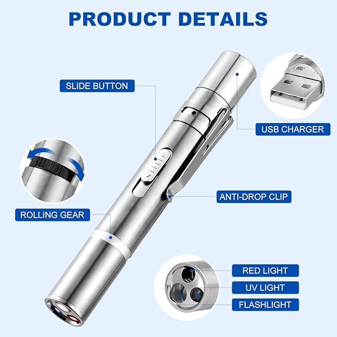 2pcs Laser Pointer, Cat Toys for Indoor Cats, Kitten Dog Laser Pen Toy, Red Dot LED Light Pointer Interactive Toys for Indoor Cats Dogs, USB Charging, 5 Switchable Patterns