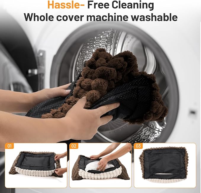 Cat Bed Washable Pet Chair - Large Fluffy Supportive Cat Sofa for Indoor-Medium Dog Bed with Removable Cover