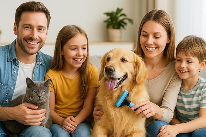 Large Pet Grooming Brush - Deshedding Dematting Tool, Undercoat Deshedding for Dogs & Cats, Extra-Wide and Curved Grooming Brush & Deshedder Comb for Long Hair, Reduces Shedding