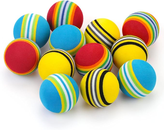 CHIWAVA 45 Pack 1.7'' Foam Cat Toys Ball Rainbow Color Balls Kitten Activity Chases Quiet Play Mix Color