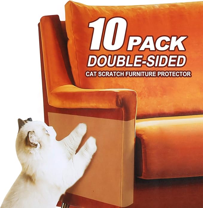 MILIFUN Cat Scratch Tape, Cat Tape for Furniture, Double Sided Tape for Cats, Scratch for Furniture (10Pack XL 14”L 11”W)