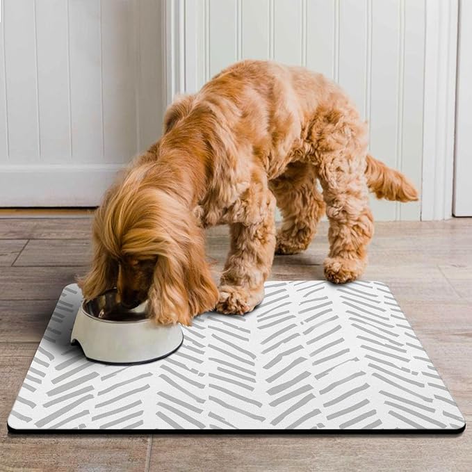 Dog Food Mats for Floors Absorbent, Pet Cat Food Mat - Quick Dry Dog Bowl Mats for Food and Water, Eco-Friendly Boho Pet Supplies
