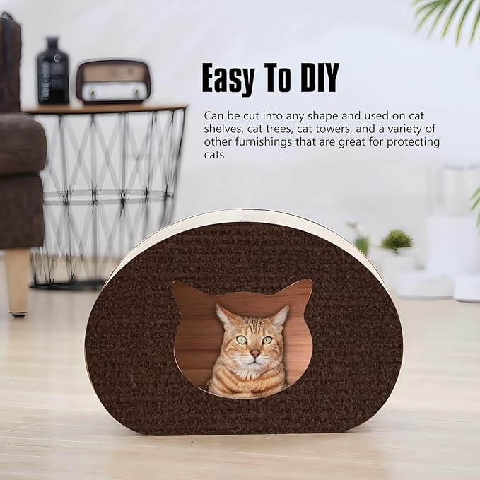 Cat Scratching Mat,Cat Scratch Furniture Protector, Trimmable Self-Adhesive Couch Protector,Carpet Replacement for Tree Shelves, Sofa and Scratching Post (40"x15.8",Brown)