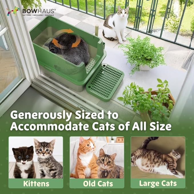XL 3 in 1 Enclosed Extra Large Metal Litter Box w/Lid, Stainless Steel Cat Litter Box, Odorless Steel Litter Pan, Anti-Leakage & Easy Clean, High Sided Metal Litter Box w/Scoop, Green