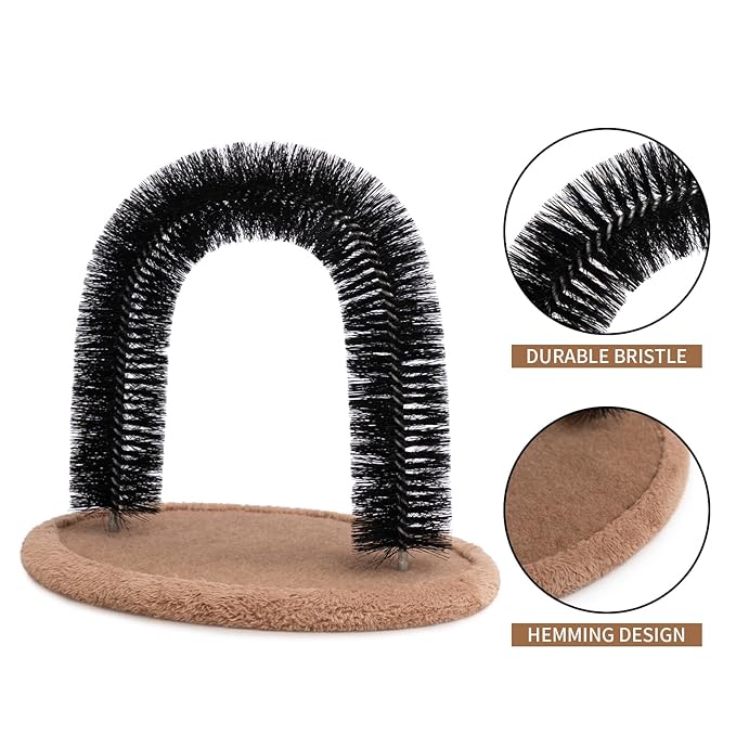 Hollypet Self Grooming Massager and Scratcher Toy - Cat Arch Brush for Back Grooming, Hair Cleaner Pads