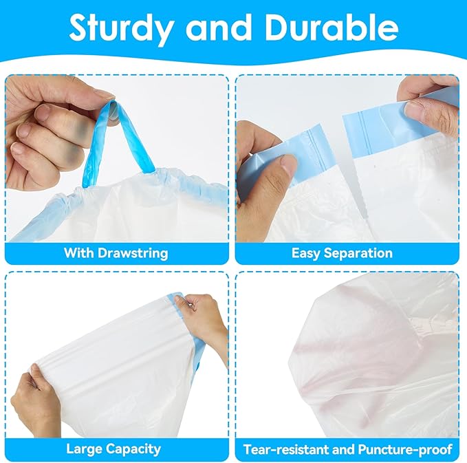 Cat Litter Bags 120 Count,21.65"x11.8" Drawstring Close Litter Box Liners for Automatic Litter Box,Thick Cat Poop Bags,Easy to Clean,Heavy Duty Robot Bag for Self-Cleaning Box