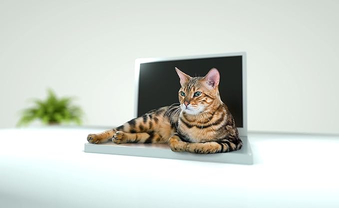 Cattop Cat Laptop Heated Bed - Cat Computer with Heated Surface, Realistic Kitty Laptop with Adjustable Screen, Lightweight Toy Gadget for Felines Who Sit On Keyboards