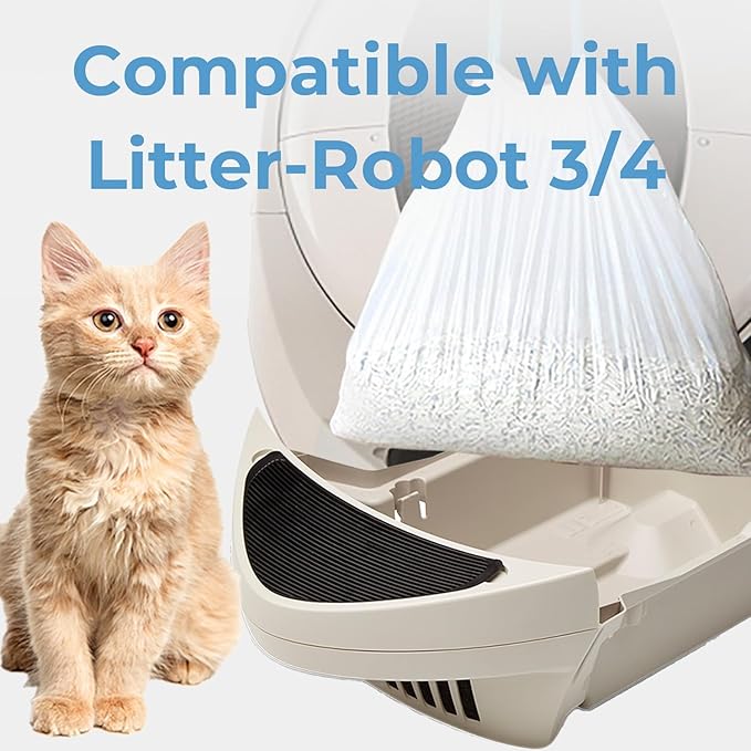 80 Pack Cat Litter Bags with Drawstring, Compatible with Litter-Robot 3/4 Heavy Duty Cat Litter Box Liners Waste Bags Replacement