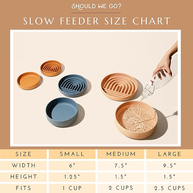 The Slowdown Bowl Silicone Slow Feeder for Dogs & Puppies, Slow Eating, Modern Lick Mat Design, Reduces Gulping, Fits 2 Cups 7.5” Across x 1.5” Tall, Mealtime Challenge, Medium-Sage