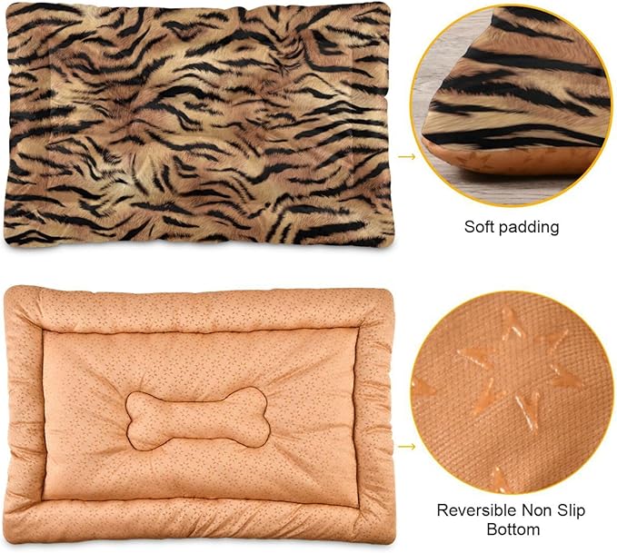 Tiger Print Pet Bed Cute Dog Bed Mat Absorbing Non Slip Pad Pet Sleeping Mat for Small, Medium, and Large Dogs Puppy Cat 24 in x 18 in