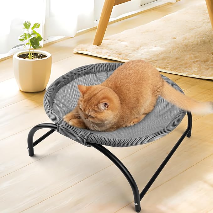 Raised Cat Hammock Bed, Standing Cat Cot with Washable Mesh, Pet Bed for for Kittens, 17.1 x 17 x 9.5 inches