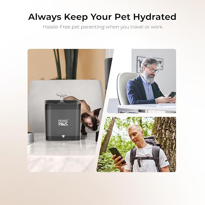 Smart WiFi Cat Water Fountain, App-Controlled Pet Drinking Dispenser 2.2L Tank, Ultra Quiet Automatic Indoor Fountain with 5-Stage Filtration & No-Whisker-Fatigue Bowl for Cats & Dogs