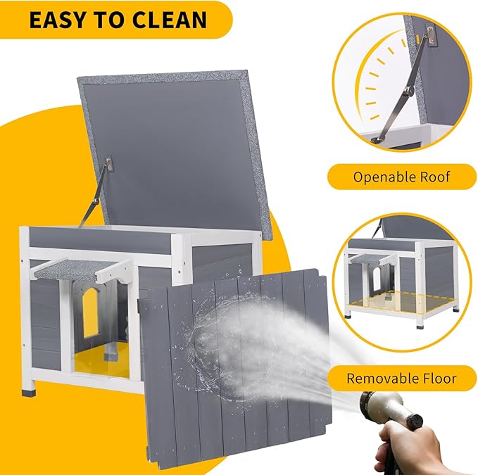 GEGURI Outdoor Cat House, Weatherproof Feral Cat Shelter for Winter