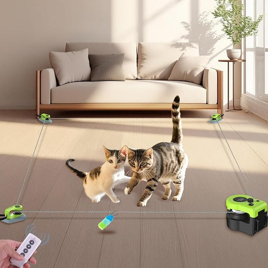 Interactive Cat Toy for Indoor - Automatic Cat Treadmill with Remote Control, 3 Speeds, Quiet Motor & Durable Design | Indoor Chase Hunting Feather Toys for Fitness, Playtime & Energy Release (Green)