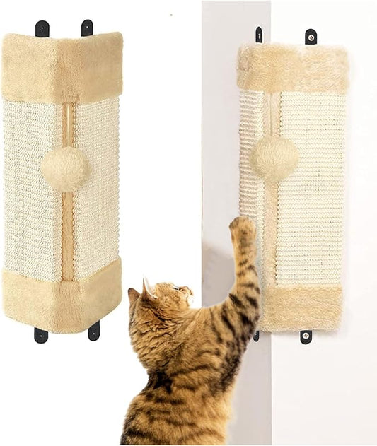 BNOSDM 2 Pack Corner Wall Cat Scratcher Corners Pet Scratch Pad for Cats Vertical Scratching Board Sisal Protector Furniture Pet Wear Resistant Mat for Door Sofa (Beige)