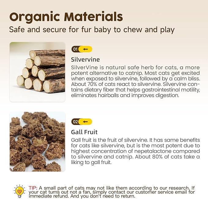 Potaroma 6 Pcs Natural Silvervine Sticks Cat Toys, Catmint Silvervine Blend Sticks, Kittens Chew Toys for Teeth Cleaning, Matatabi Dental Care Cat Treat, Edible Kitty Lick Toys