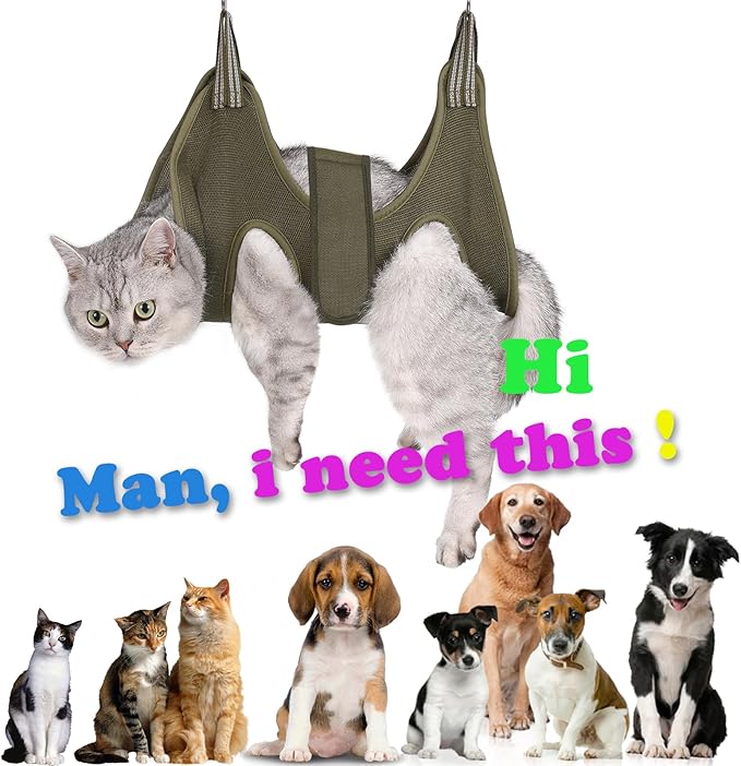 Cat Grooming Hammock Harness for Small Dogs,Pet Hammock Restraint Bag,Dog Grooming Sling for Trimming Nail and Ear/Eye Care(XS Size,Green)