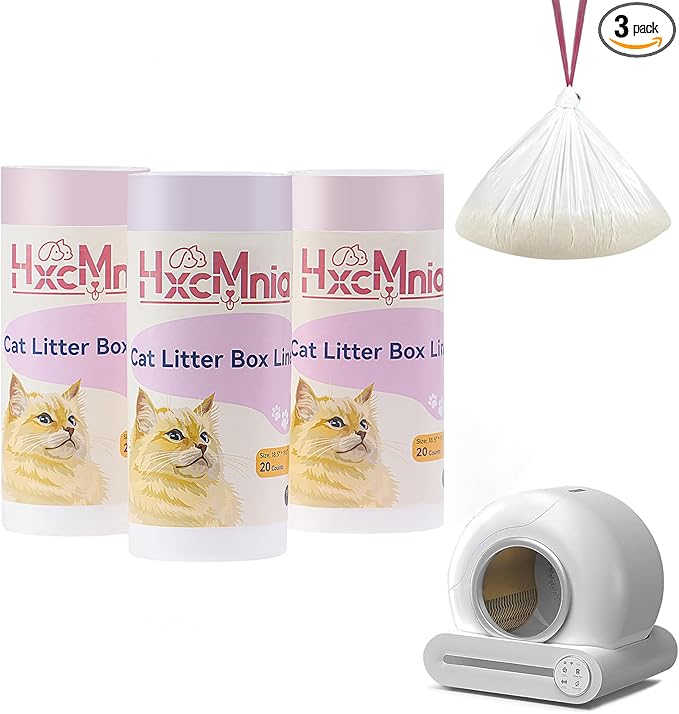 60 Count Self-Cleaning Litter Box Liners for MW-SCO1/MW-SC02/MW-LR01 - Leakproof & Odor-Control Design, 2x Thicker Material Than Standard Liners, Automatic Cat Litter Box Accessories